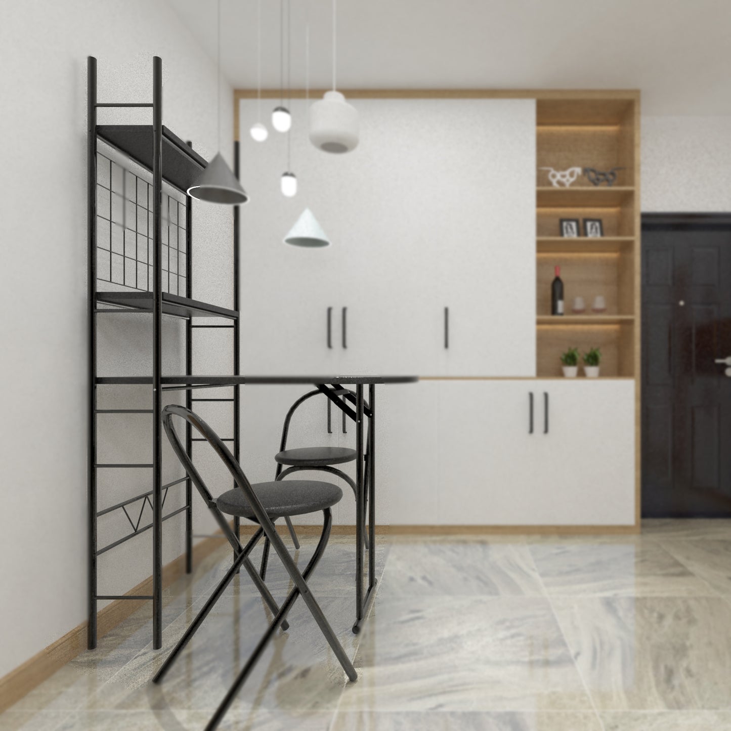 Dining Table for Chairs and Table Set with Metal Frame and Shelf Storage