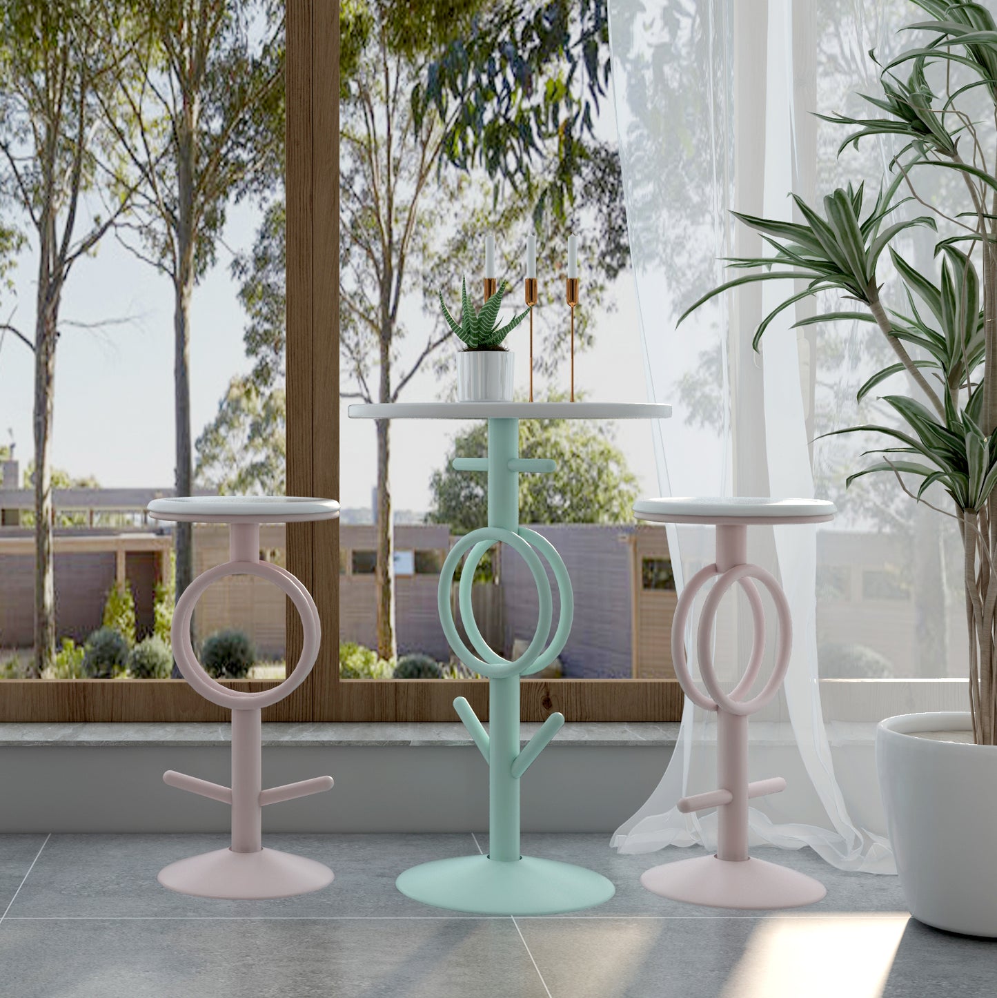 Kitchen Table Set for 2, Modern Barstools Chairs and Table