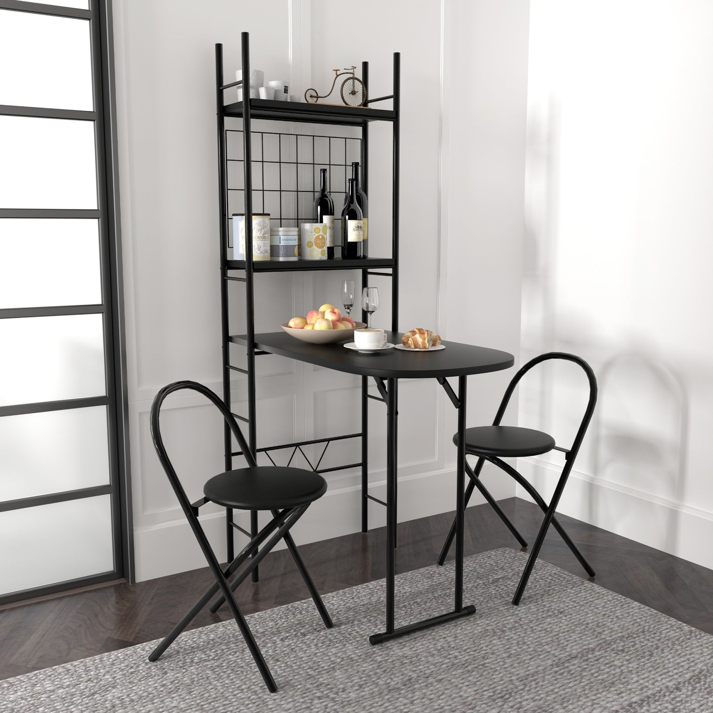 Dining Table for Chairs and Table Set with Metal Frame and Shelf Storage