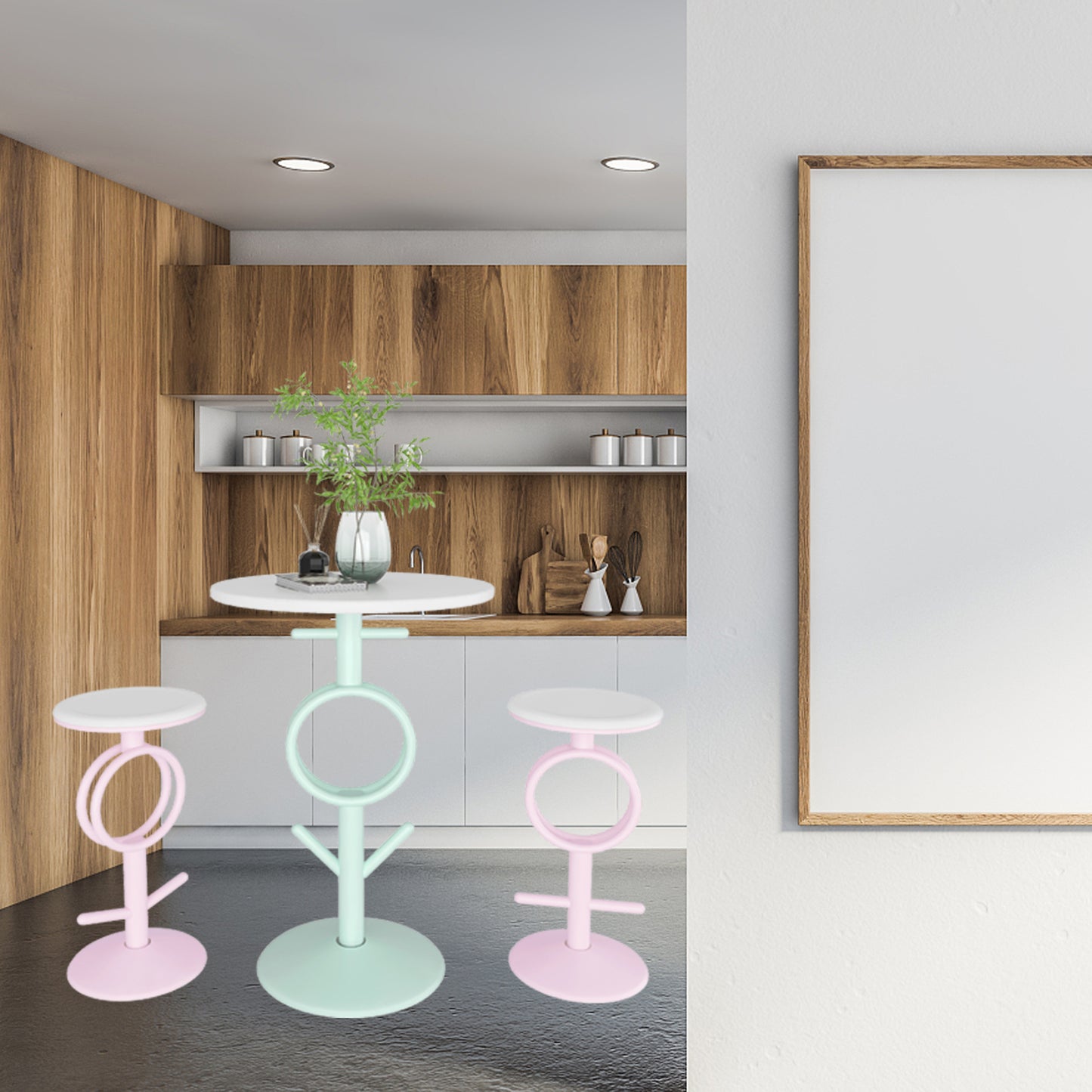 Kitchen Table Set for 2, Modern Barstools Chairs and Table