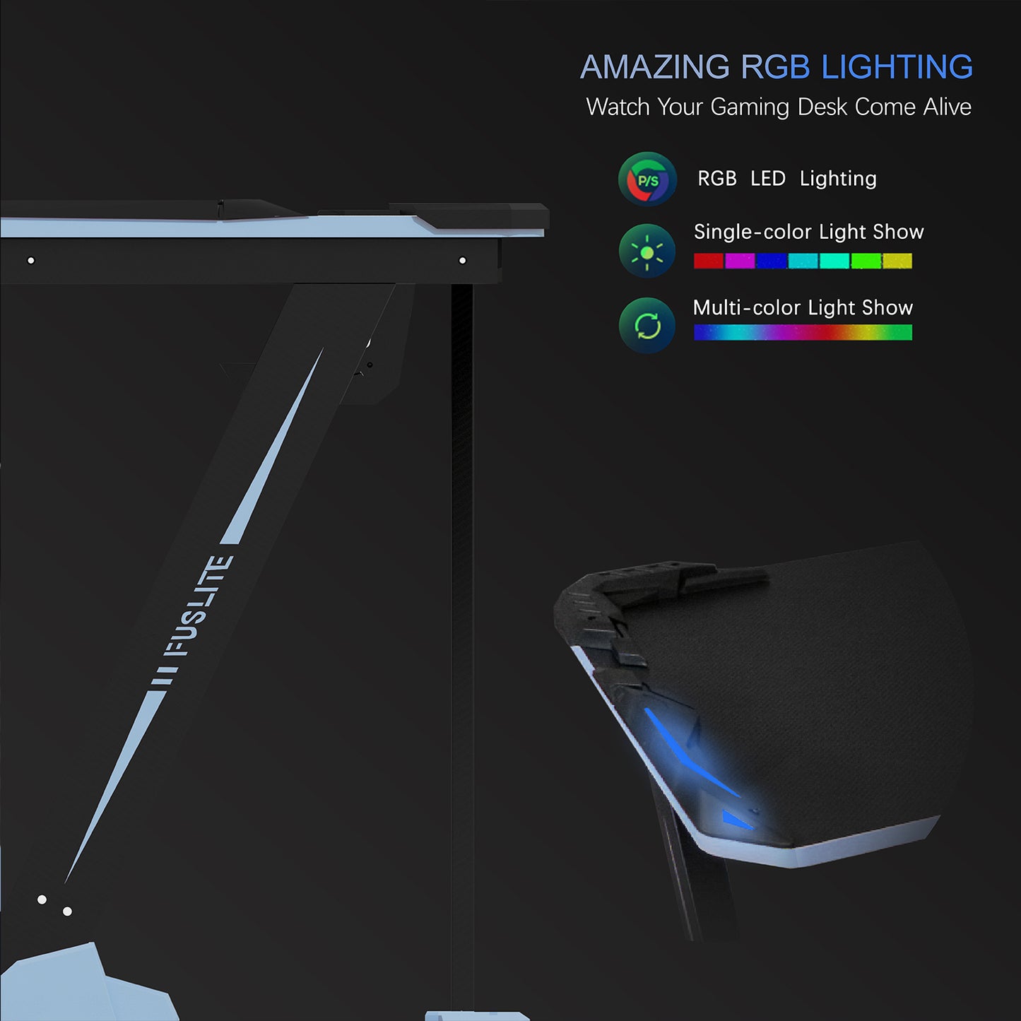 Desiree Gaming Desk 55 inch, Blue-Z Shape