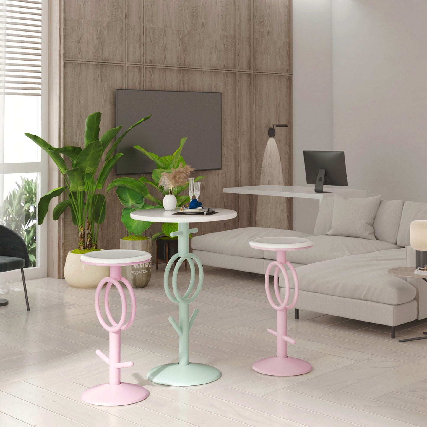 Kitchen Table Set for 2, Modern Barstools Chairs and Table