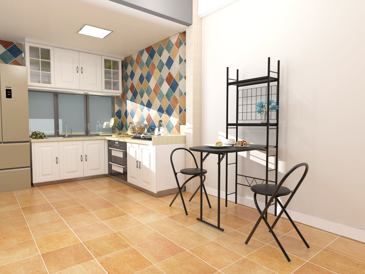 Dining Table for Chairs and Table Set with Metal Frame and Shelf Storage