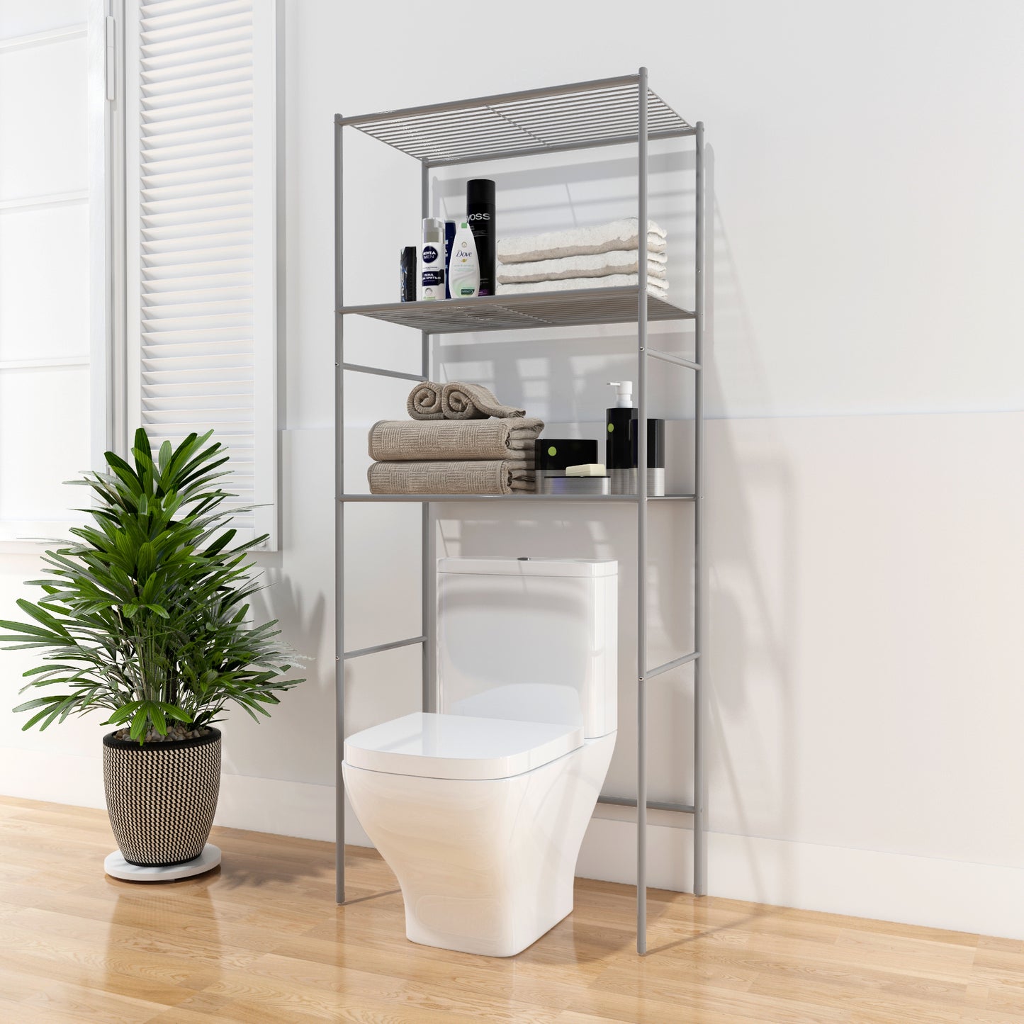 3 Tier Over The Toilet Bathroom Shelf, Corner Stand Shelf Organizer Rack